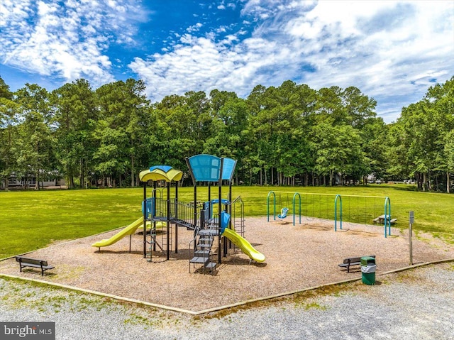 39 Admiral Ave, Ocean Pines, MD 21811 - communal playground featuring a yard and view of wooded area