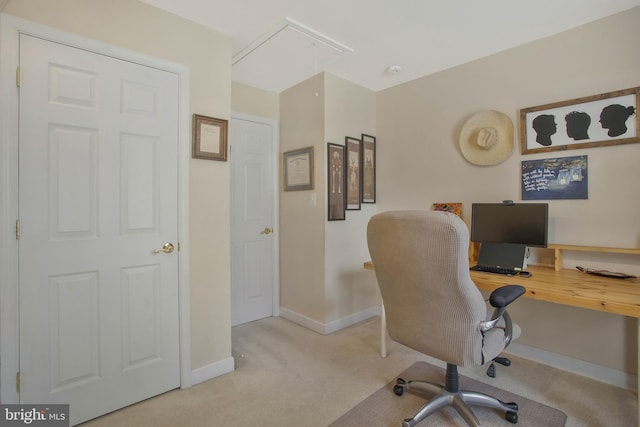 view of carpeted office space