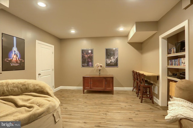 living area featuring light wood-type flooring