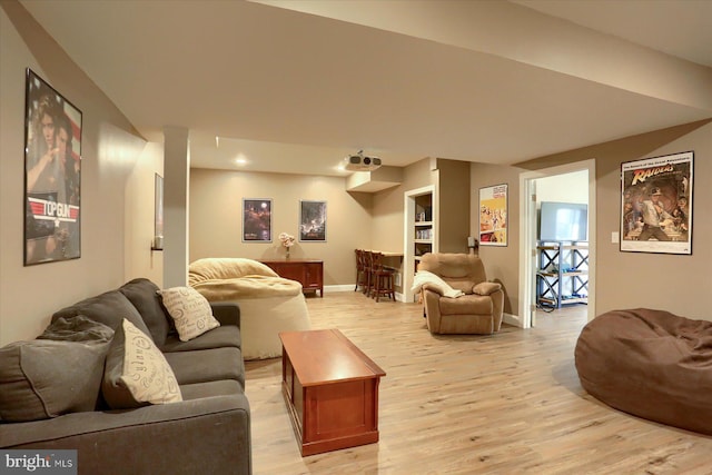 living room with light wood-type flooring