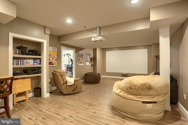 living area featuring light hardwood / wood-style flooring