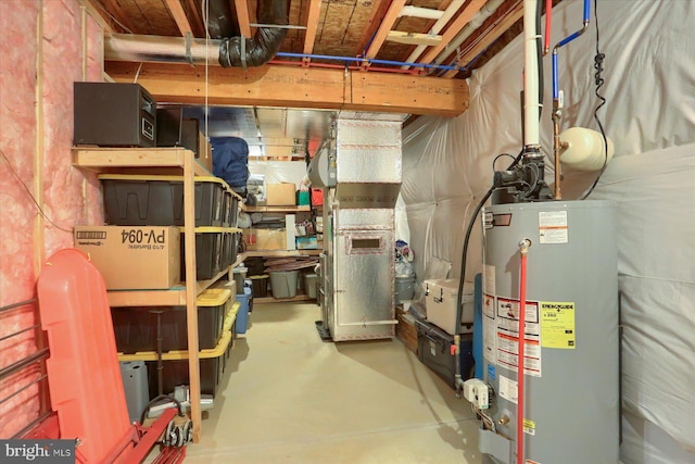 interior space with gas water heater