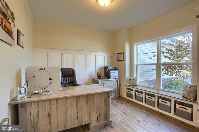 office featuring hardwood / wood-style flooring and a wealth of natural light