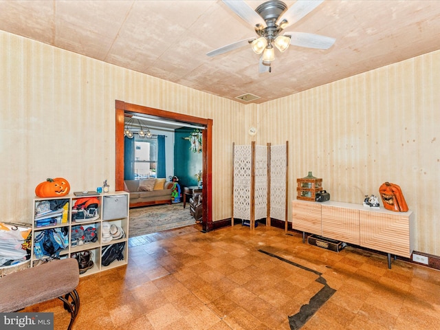 miscellaneous room with ceiling fan