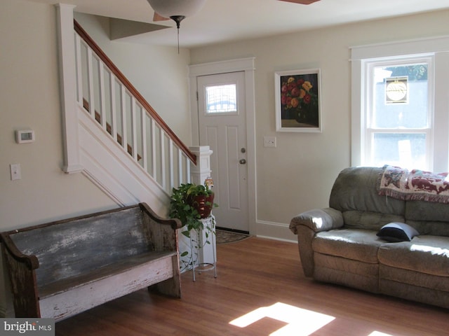 entryway featuring hardwood / wood-style flooring