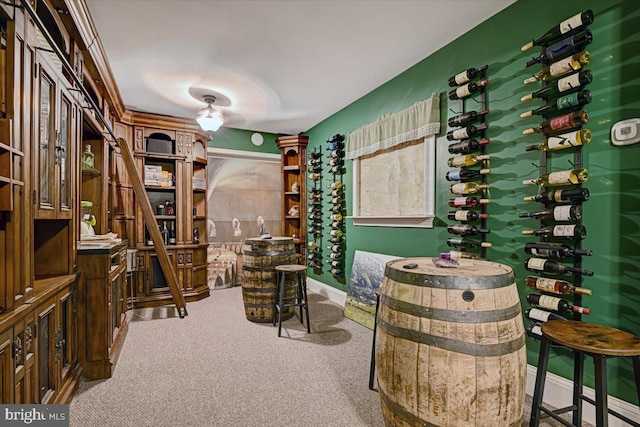 wine area with carpet floors