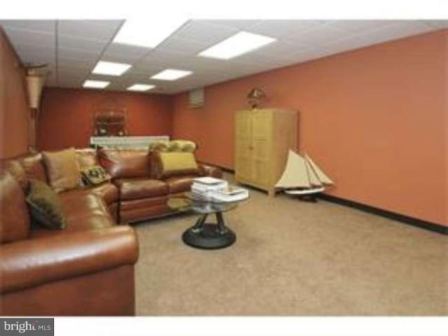 living room featuring carpet floors