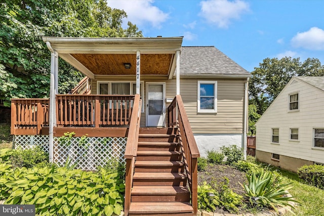 exterior space featuring a deck