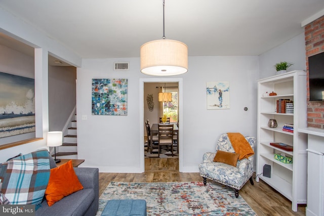 57 N Franklin St, Lambertville, NJ 08530 - sitting room featuring stairway, visible vents, and wood finished floors