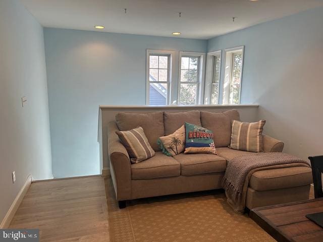 living room featuring light wood-type flooring