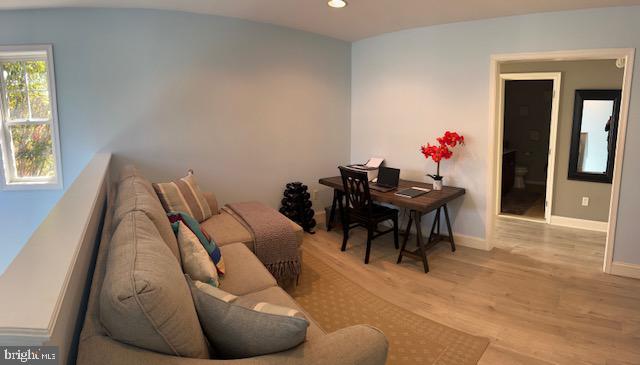 living room featuring light wood-type flooring