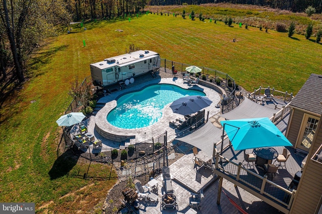 view of swimming pool with a gazebo and a patio area