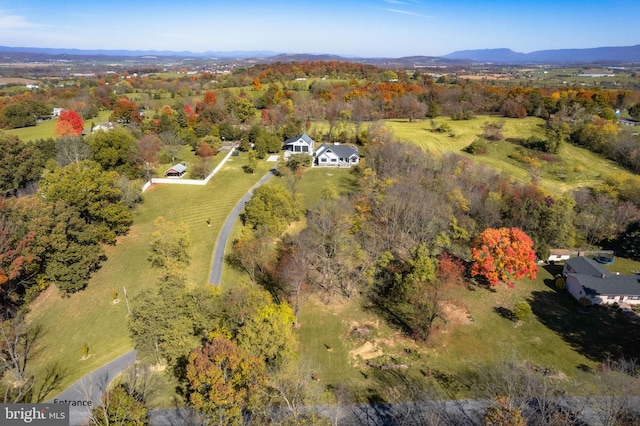 birds eye view of property with a mountain view