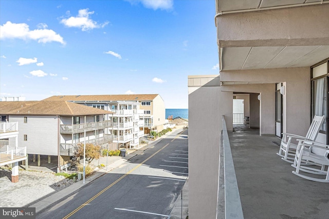 view of street featuring a water view