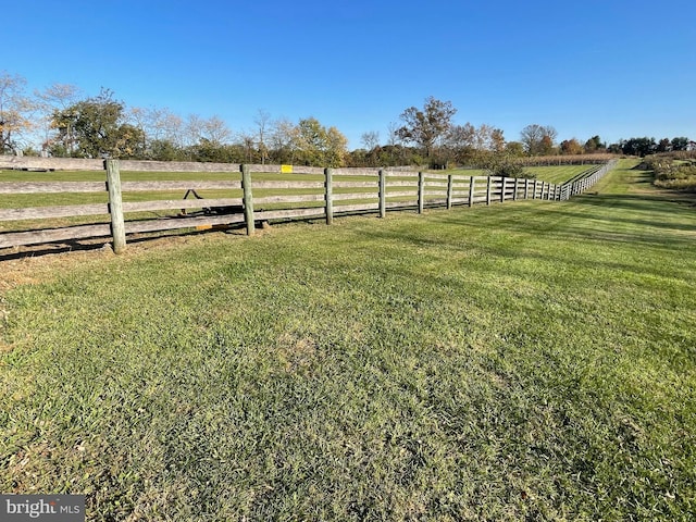 view of yard with a rural view