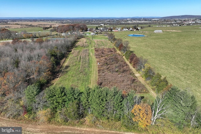 aerial view featuring a rural view