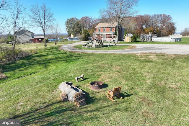 view of yard featuring a playground