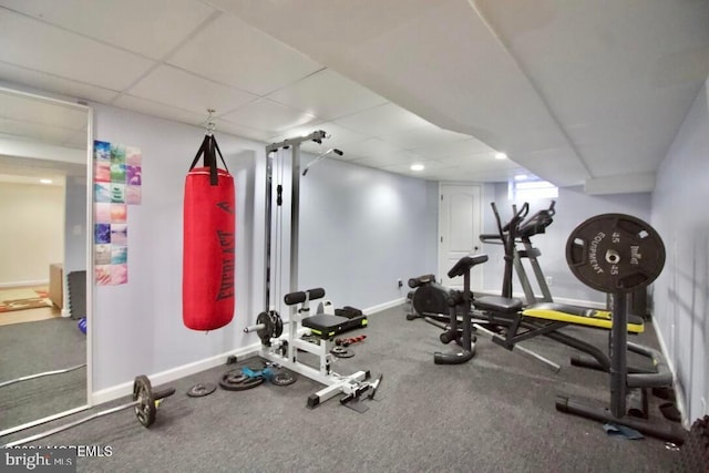 144 Sams Rd, Jackson, NJ 08527 - exercise room featuring recessed lighting, baseboards, and a paneled ceiling