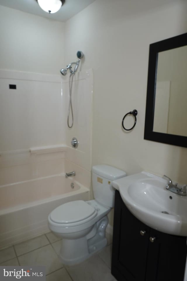 full bathroom with vanity, toilet, tile patterned floors, and tub / shower combination