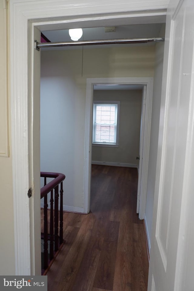 hallway featuring dark hardwood / wood-style flooring