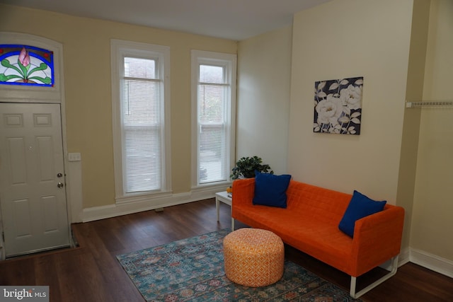 interior space with dark hardwood / wood-style flooring