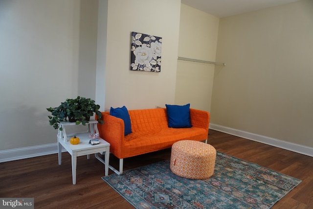 sitting room featuring dark hardwood / wood-style flooring