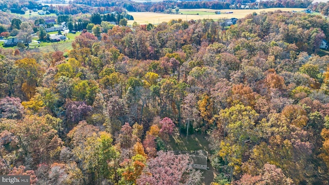 drone / aerial view with a forest view