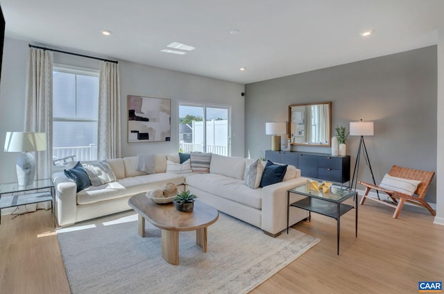 living room featuring light hardwood / wood-style floors