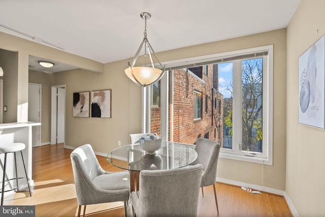 dining space featuring light hardwood / wood-style flooring