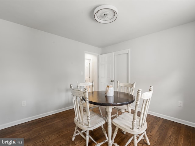 dining area featuring dark hardwood / wood-style floors