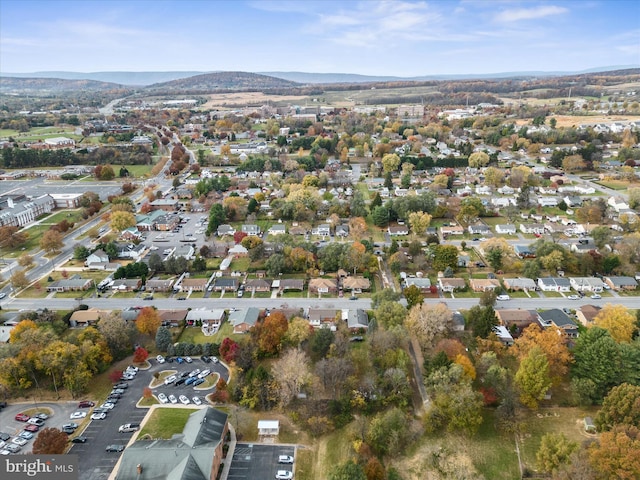 aerial view with a mountain view