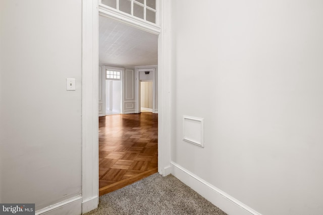 corridor with parquet floors