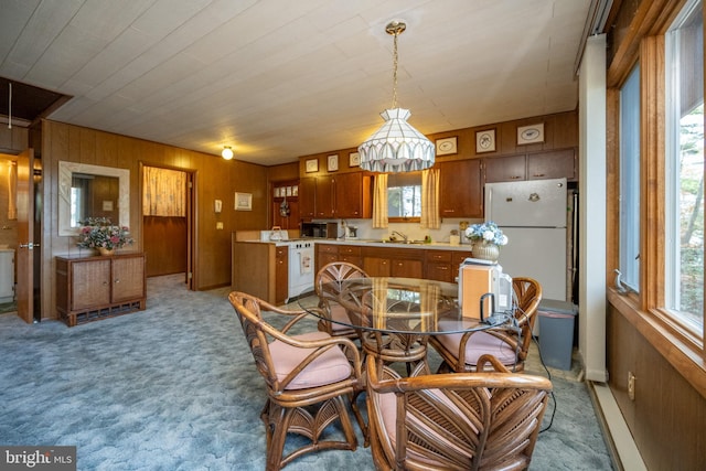 330 State Park Rd, Swanton, MD 21561 - dining area with wooden walls and light colored carpet