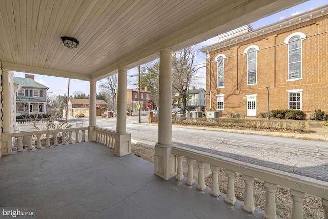 view of patio featuring a porch