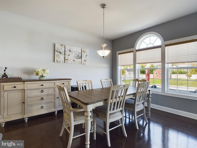 dining space featuring dark hardwood / wood-style flooring