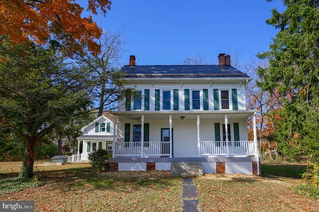 colonial house with covered porch