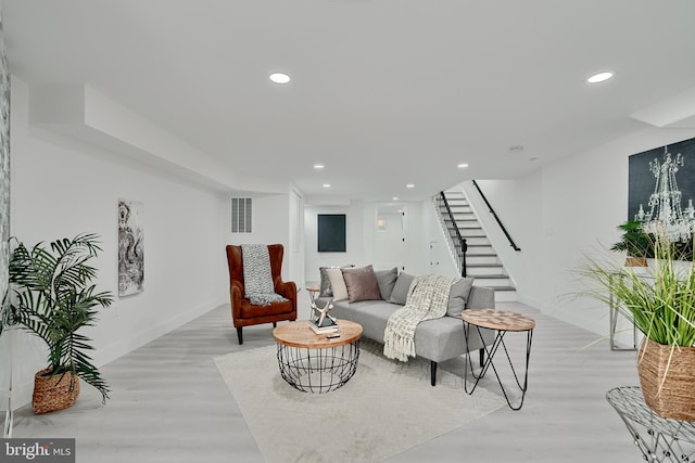 living room featuring light hardwood / wood-style flooring