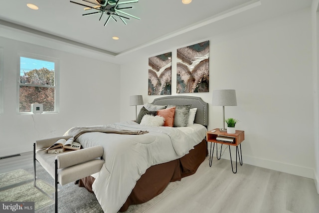 bedroom featuring light hardwood / wood-style flooring