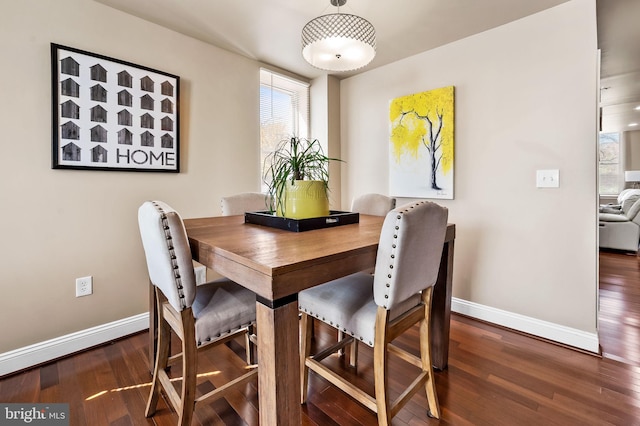 dining room featuring dark hardwood / wood-style flooring