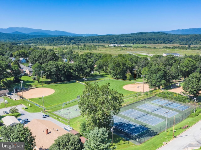 bird's eye view with a mountain view