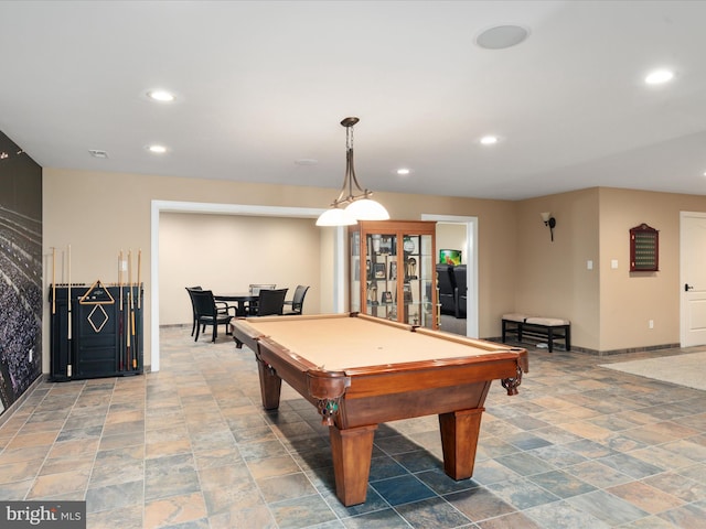 recreation room with billiards