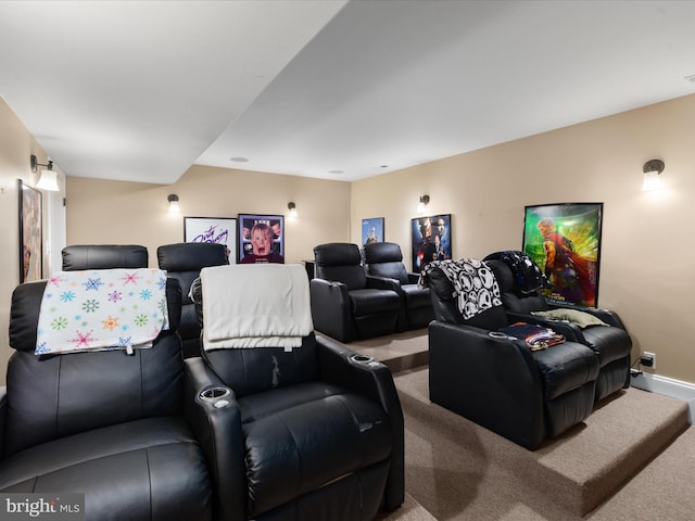 view of carpeted home theater