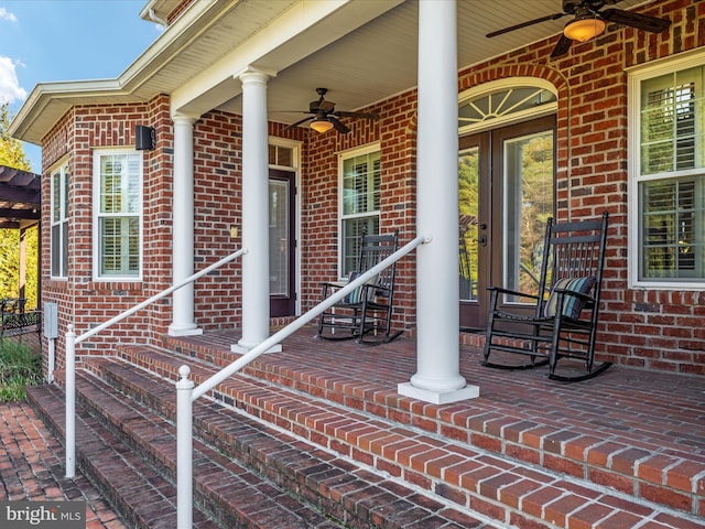 view of patio with ceiling fan