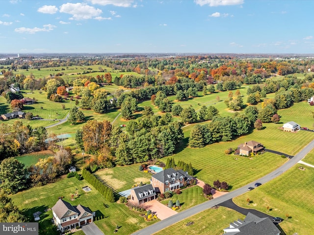 bird's eye view featuring a rural view