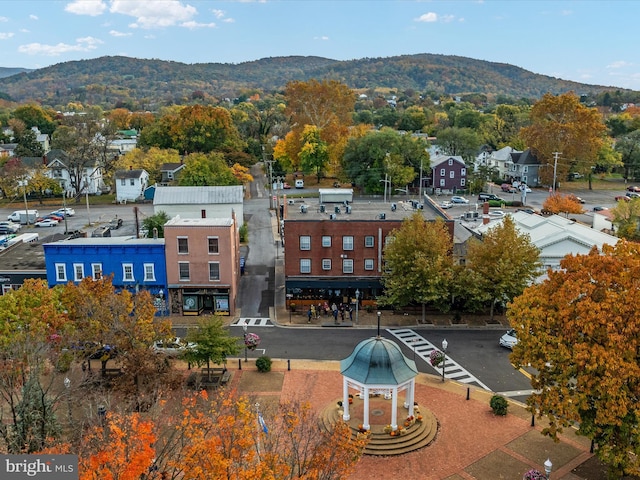 bird's eye view with a mountain view