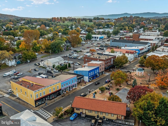 drone / aerial view with a mountain view