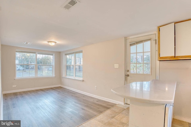 unfurnished dining area featuring light hardwood / wood-style floors