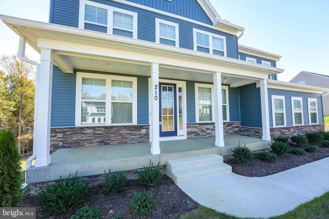 view of front of home featuring covered porch