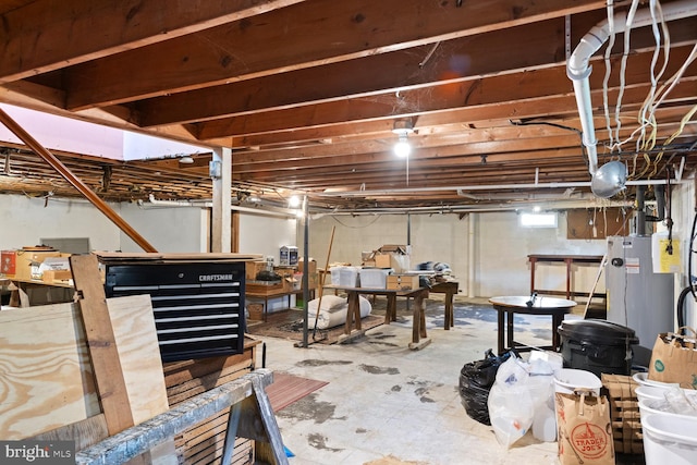 basement with water heater