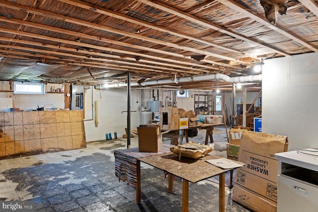 basement with gas water heater